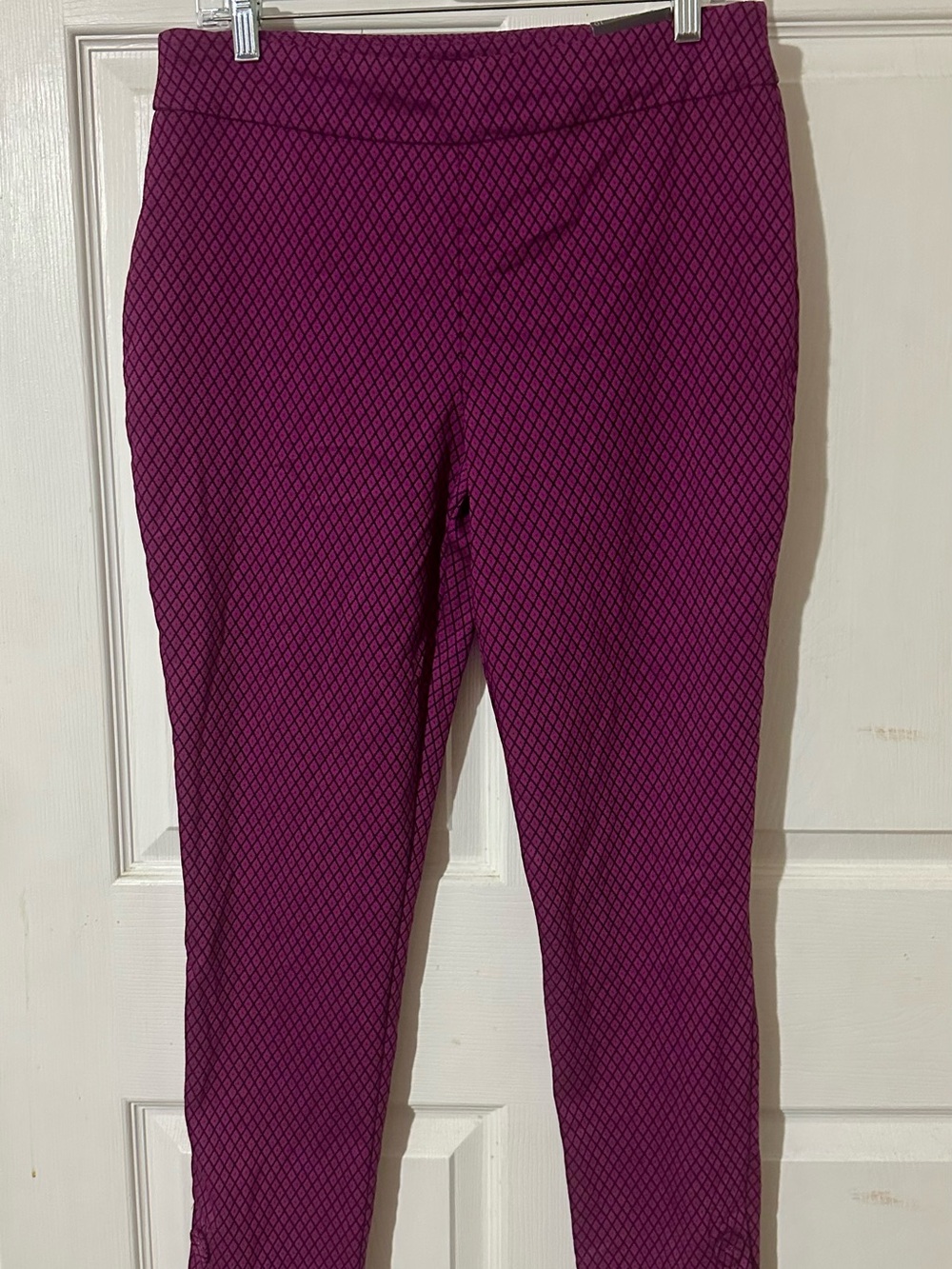 Versona Purple Magenta Diamond-Print Skinny Pants